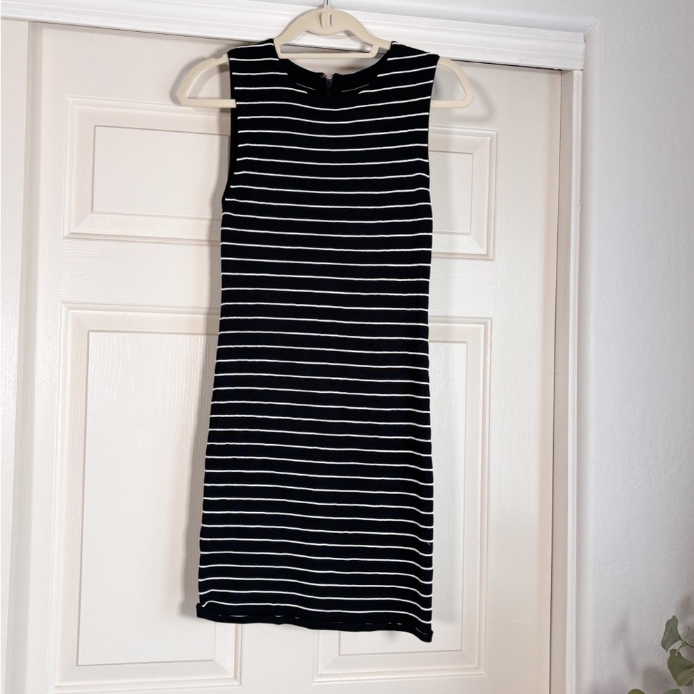 Alice + Olivia Black and White Striped Mini Dress